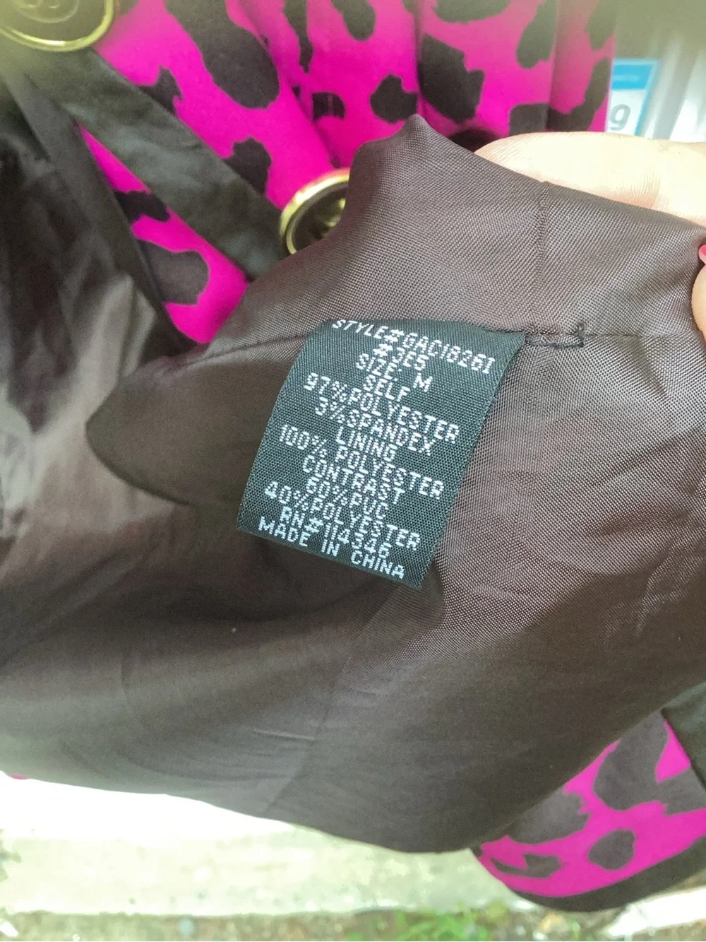 Sele Hot Pink Leopard Print Coat with Black Trim Sz. M